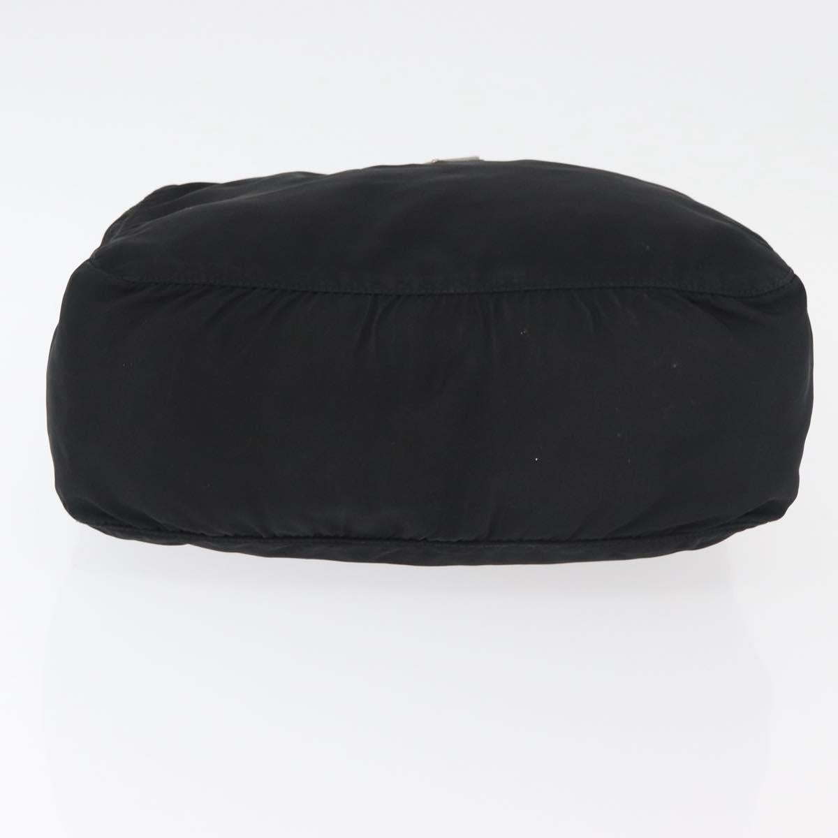 PRADA Hand Bag Nylon Black Silver Auth bs35154