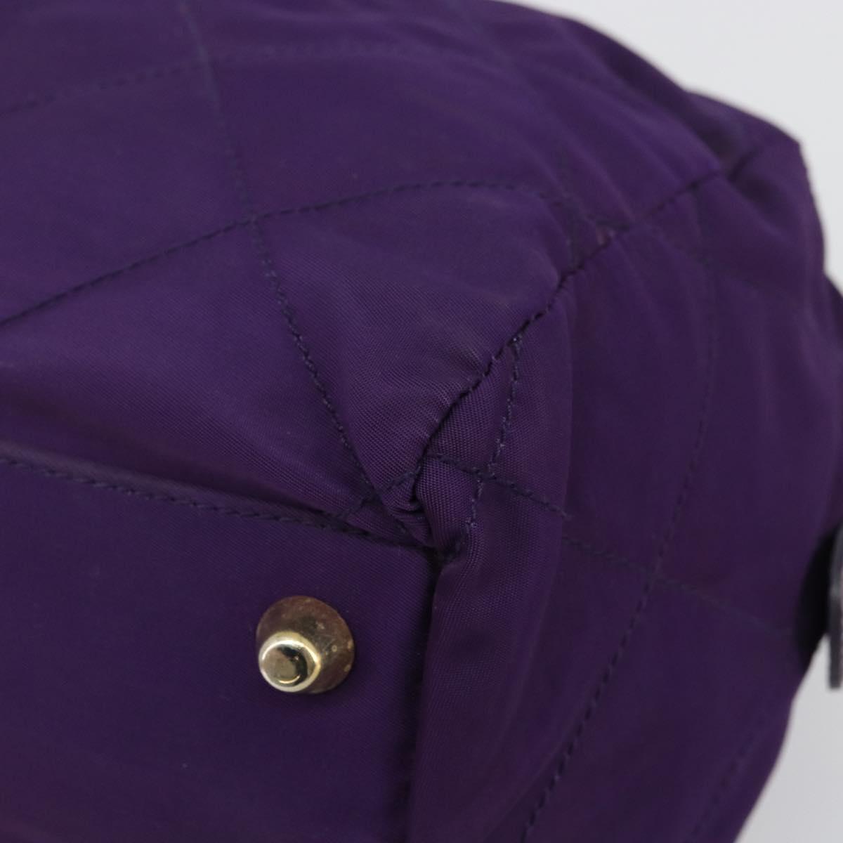 PRADA Chain Hand Bag Nylon Purple Gold Auth bs35155