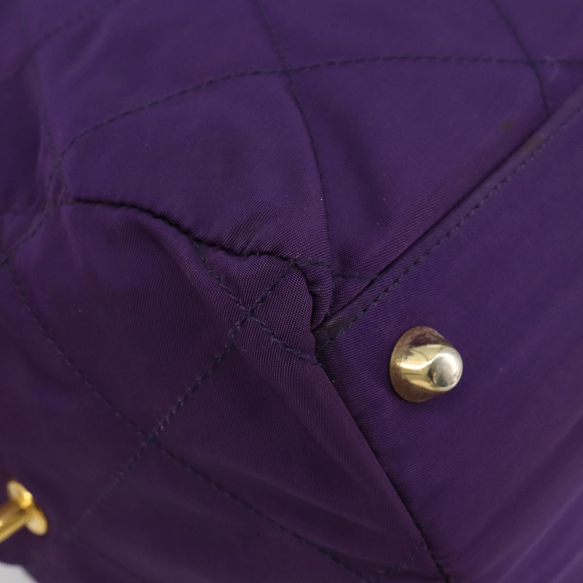 PRADA Chain Hand Bag Nylon Purple Gold Auth bs35155