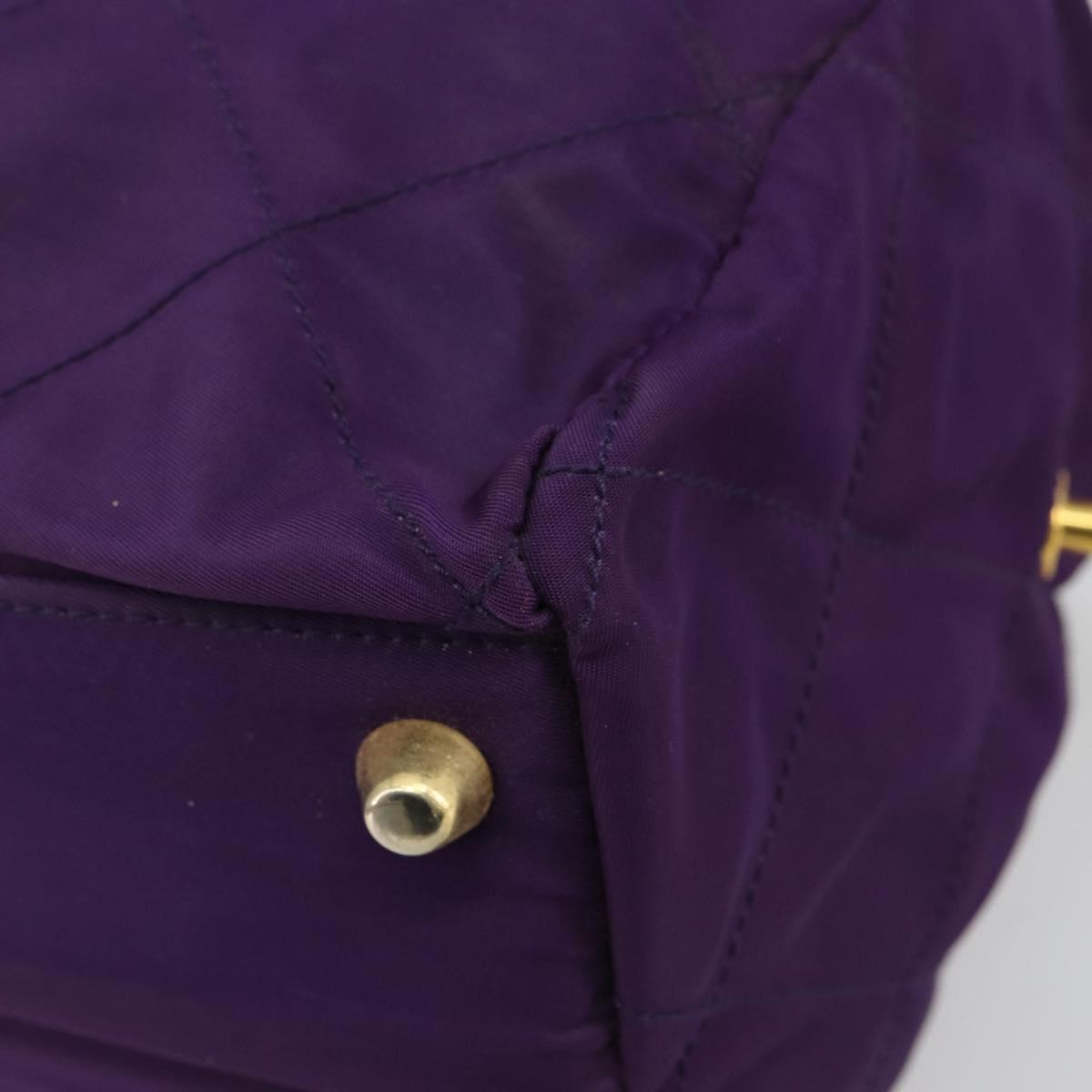 PRADA Chain Hand Bag Nylon Purple Gold Auth bs35155