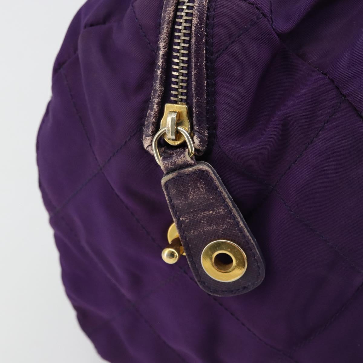 PRADA Chain Hand Bag Nylon Purple Gold Auth bs35155