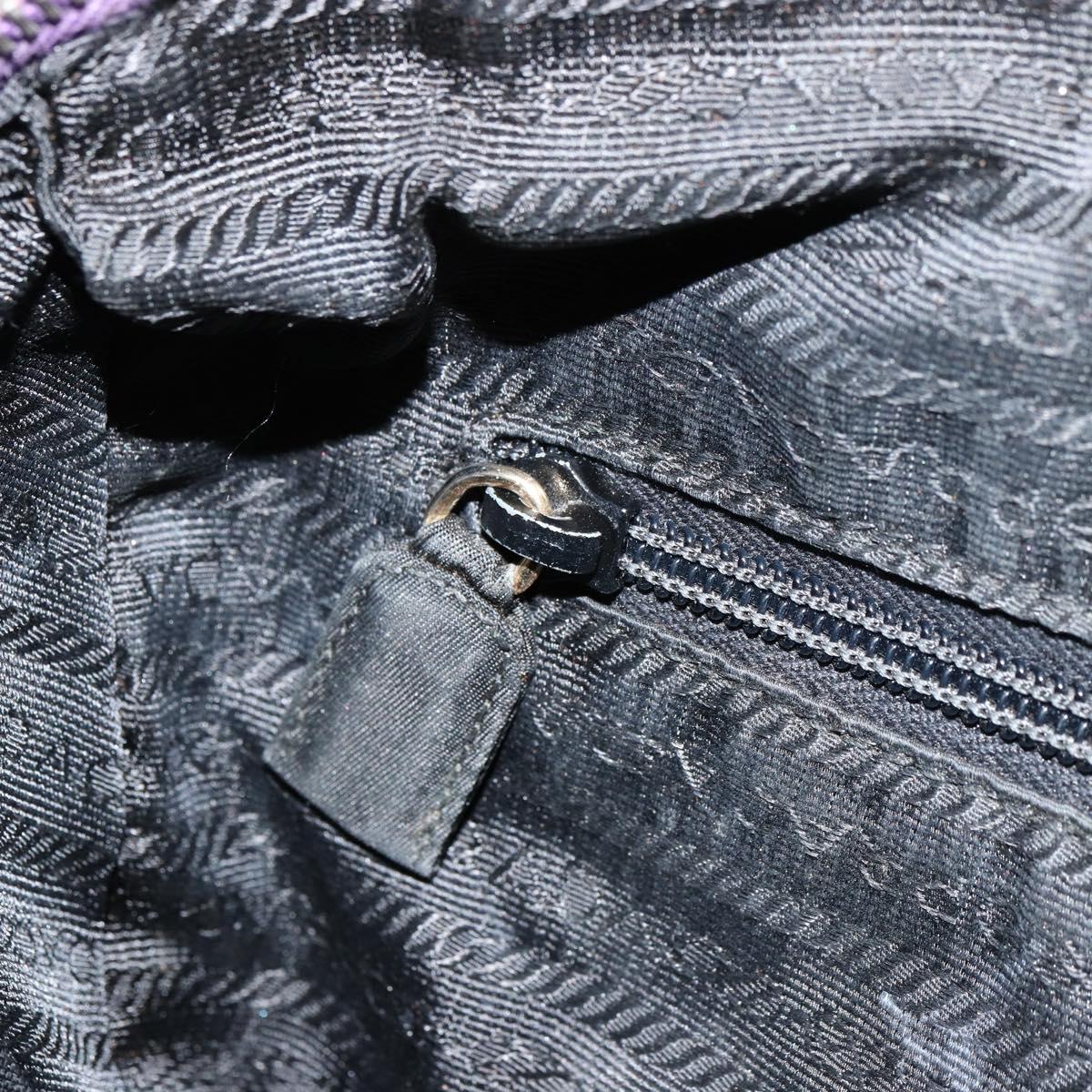PRADA Chain Hand Bag Nylon Purple Gold Auth bs35155
