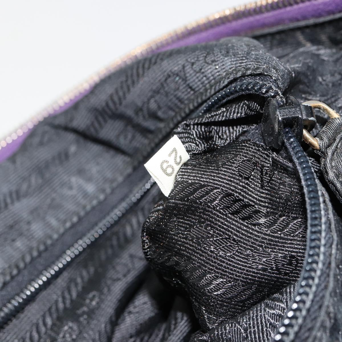 PRADA Chain Hand Bag Nylon Purple Gold Auth bs35155