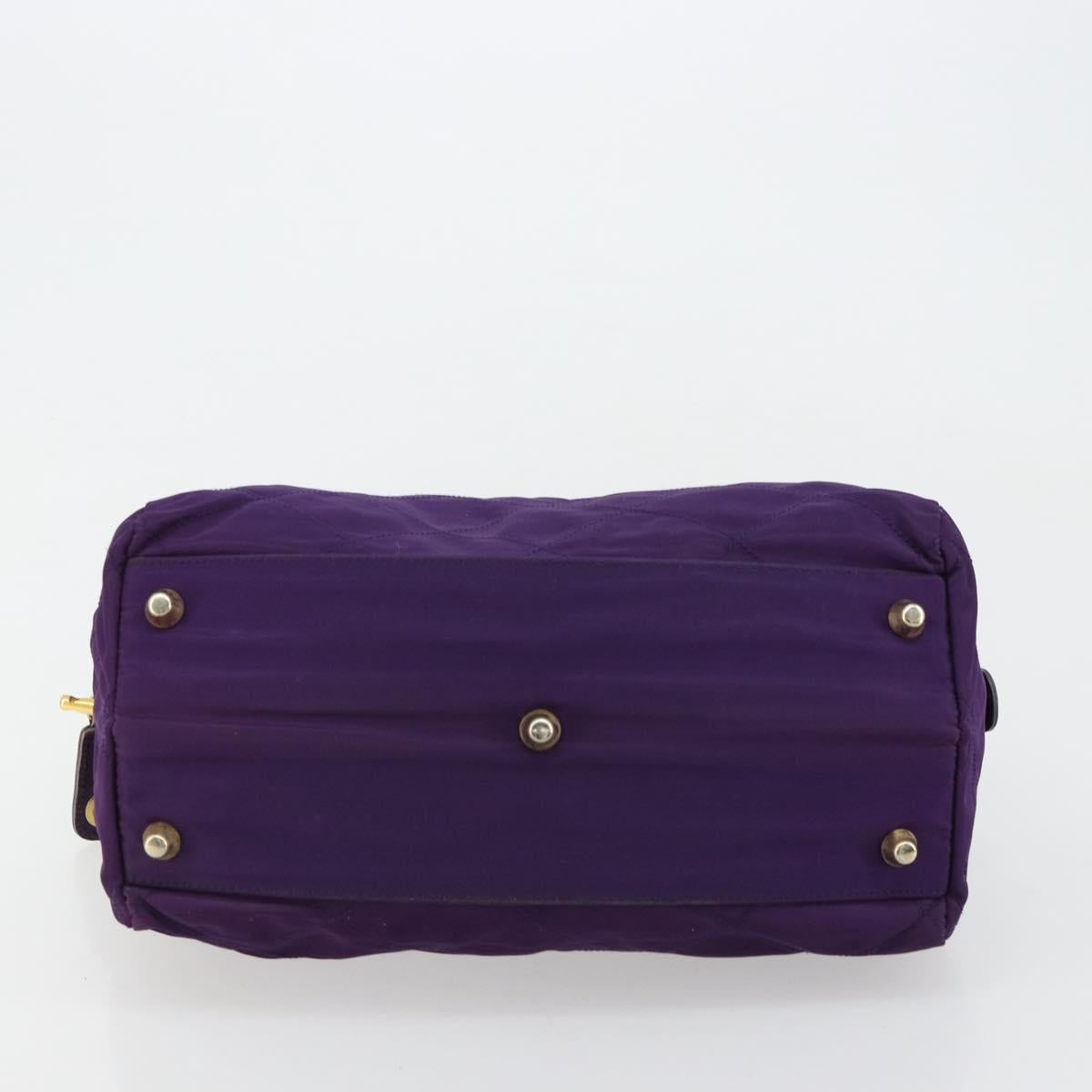 PRADA Chain Hand Bag Nylon Purple Gold Auth bs35155