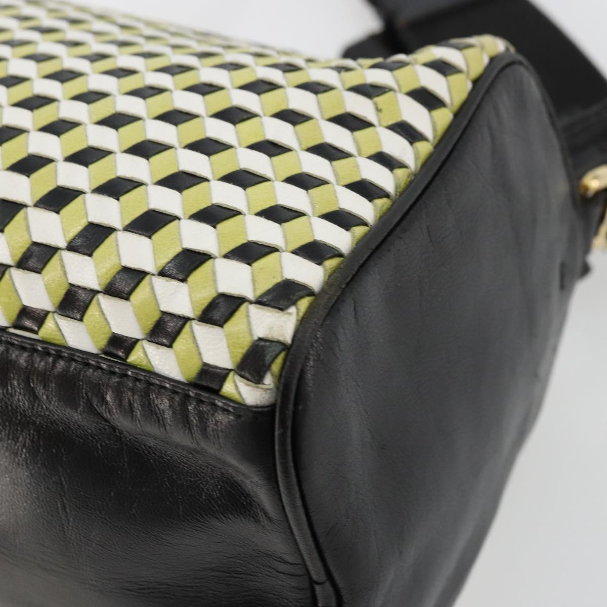 PRADA Shoulder Bag Leather Yellow Gold Auth bs35156
