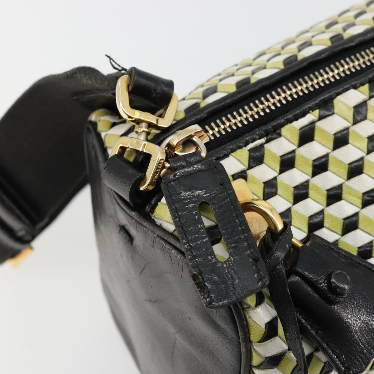 PRADA Shoulder Bag Leather Yellow Gold Auth bs35156
