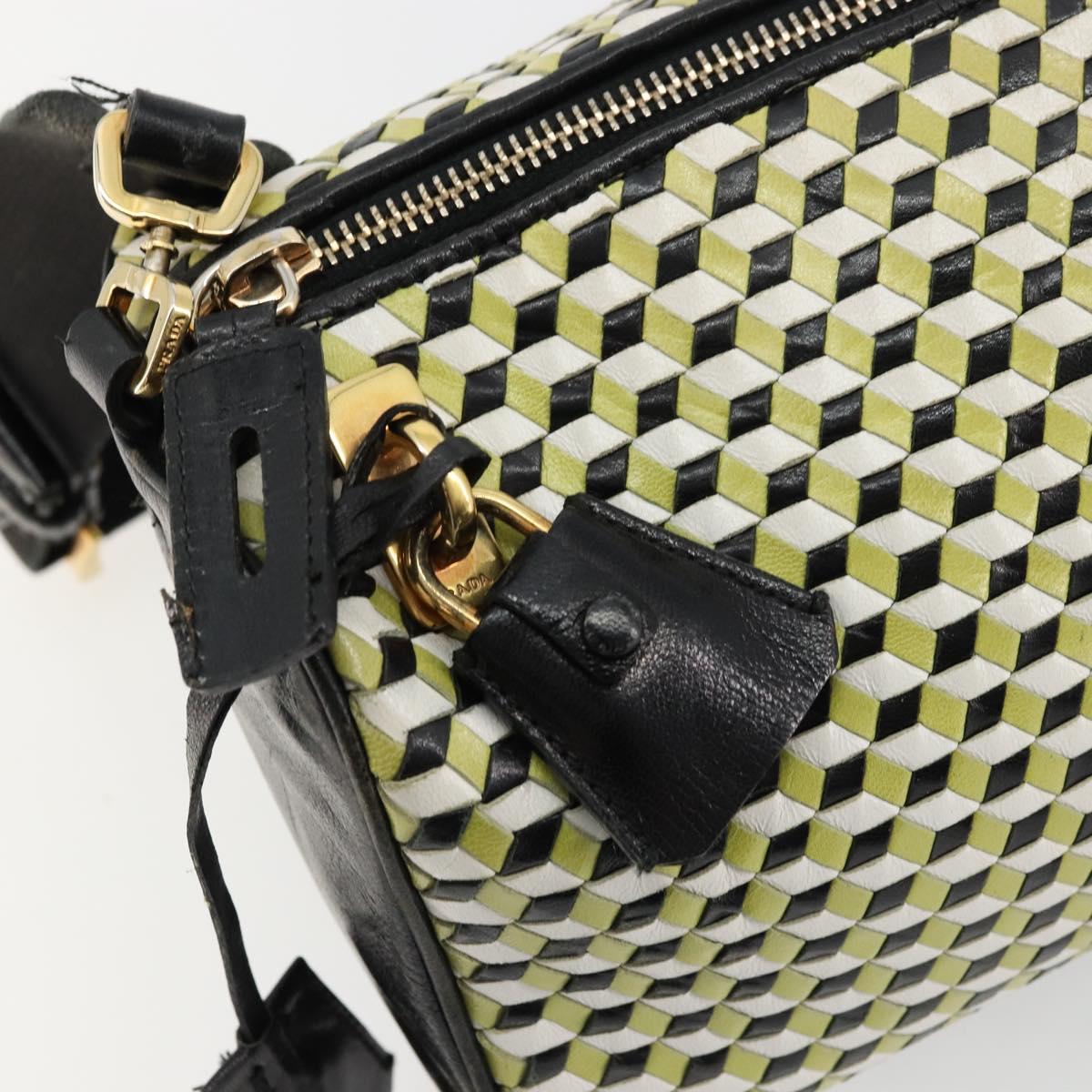 PRADA Shoulder Bag Leather Yellow Gold Auth bs35156