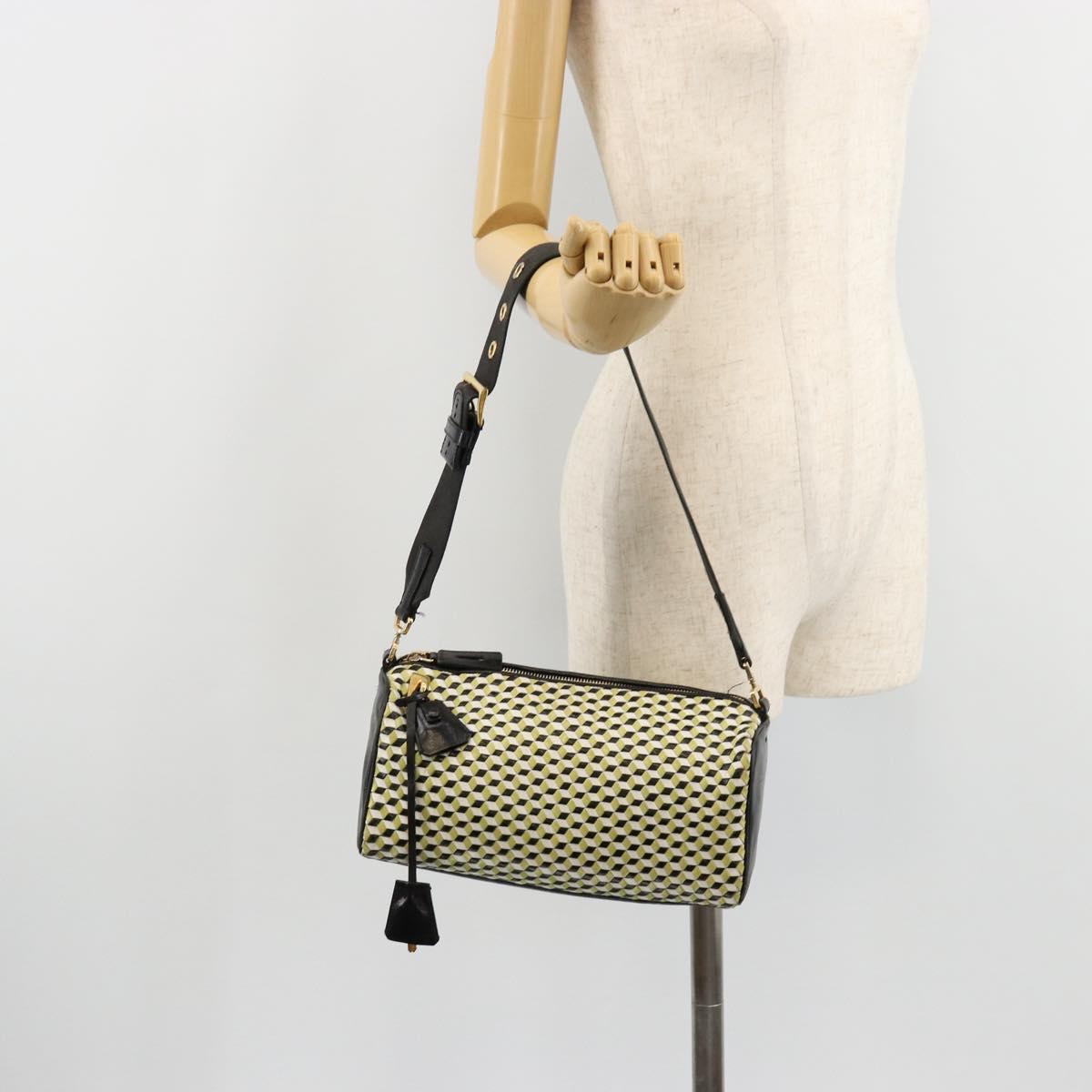 PRADA Shoulder Bag Leather Yellow Gold Auth bs35156