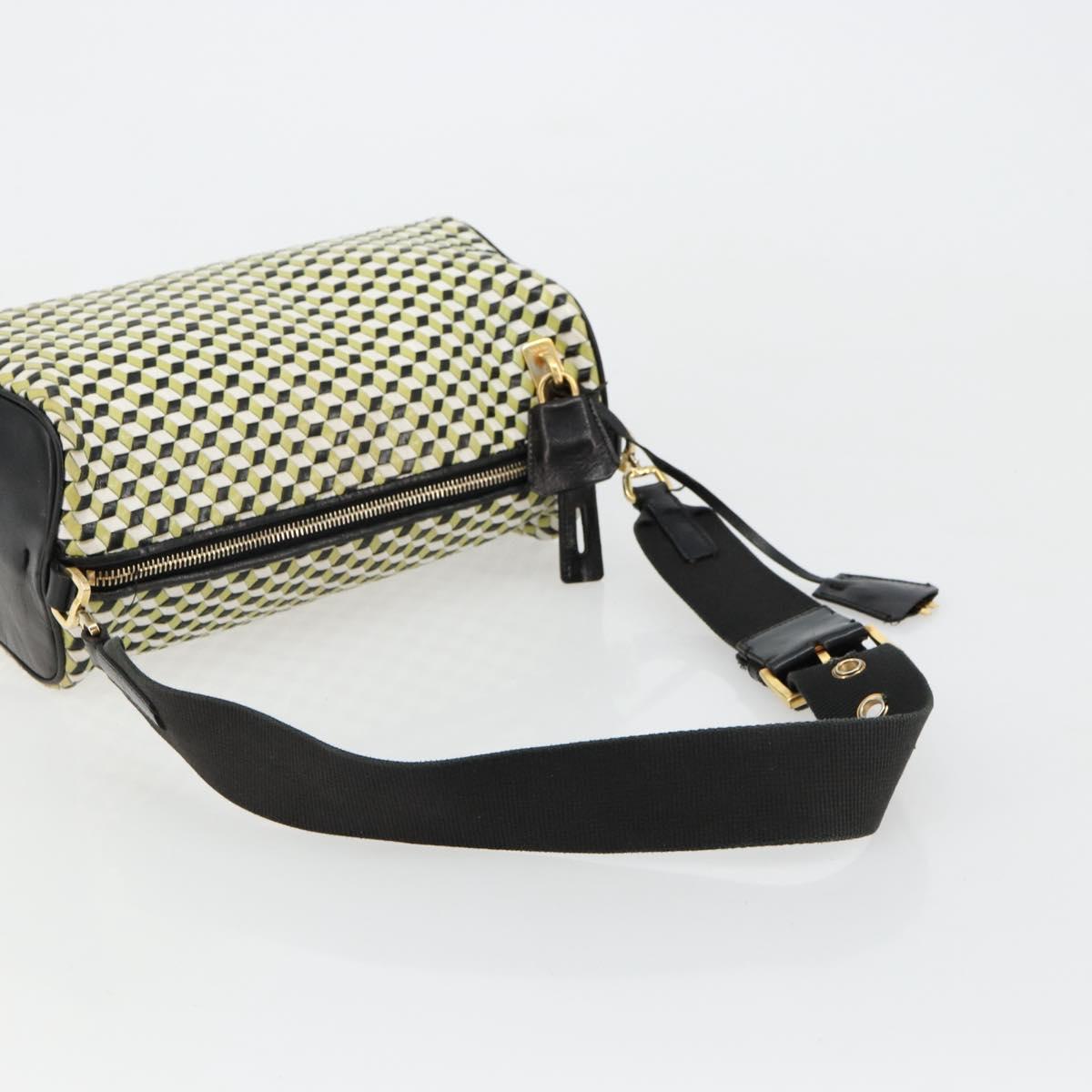 PRADA Shoulder Bag Leather Yellow Gold Auth bs35156