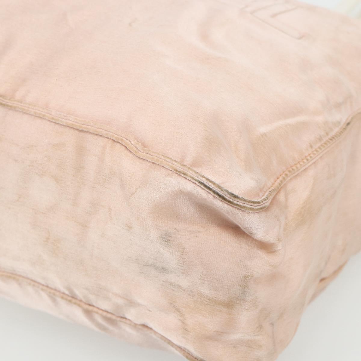 CHANEL Tote Bag Satin Gold Pink CC Auth bs35157