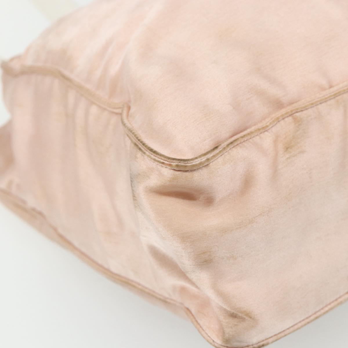 CHANEL Tote Bag Satin Gold Pink CC Auth bs35157