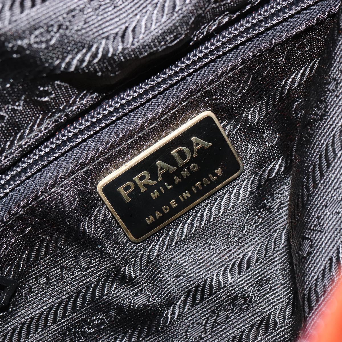 PRADA Hand Bag Velor Brown Gold Auth bs35158