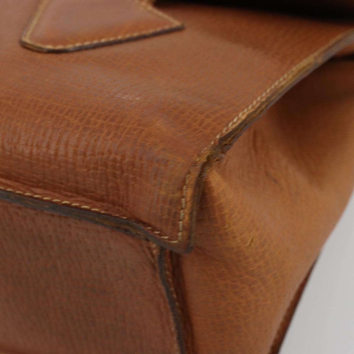 LOEWE Hand Bag Leather Brown Gold Auth bs35163