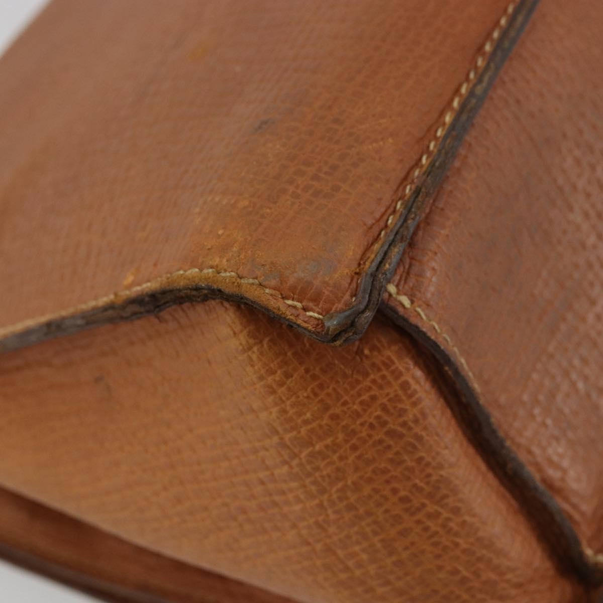 LOEWE Hand Bag Leather Brown Gold Auth bs35163