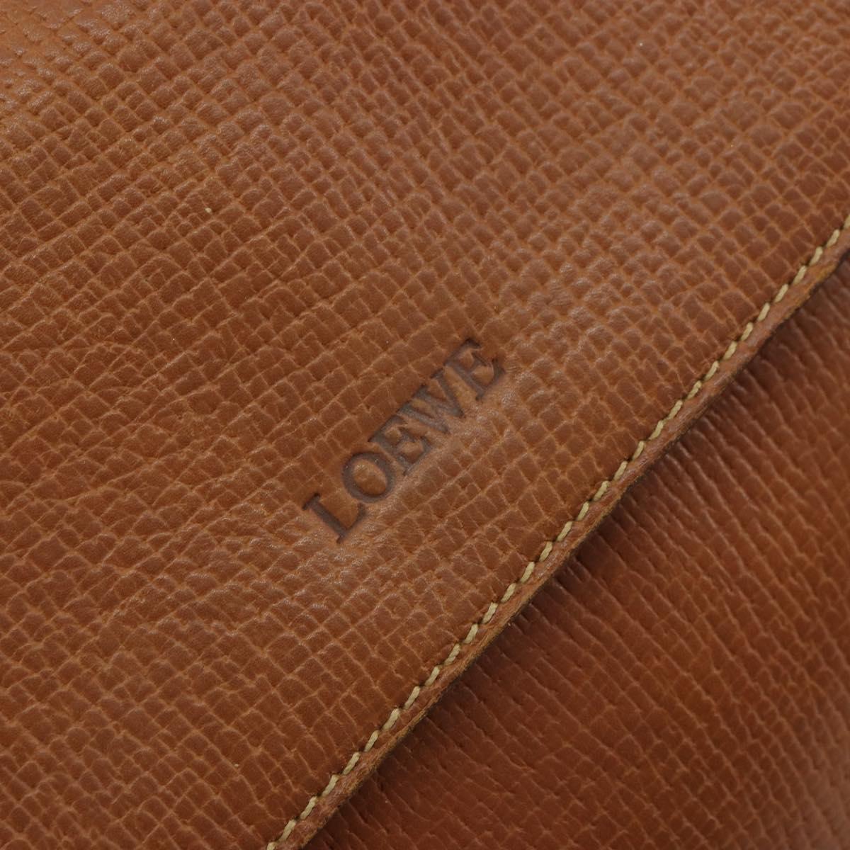 LOEWE Hand Bag Leather Brown Gold Auth bs35163