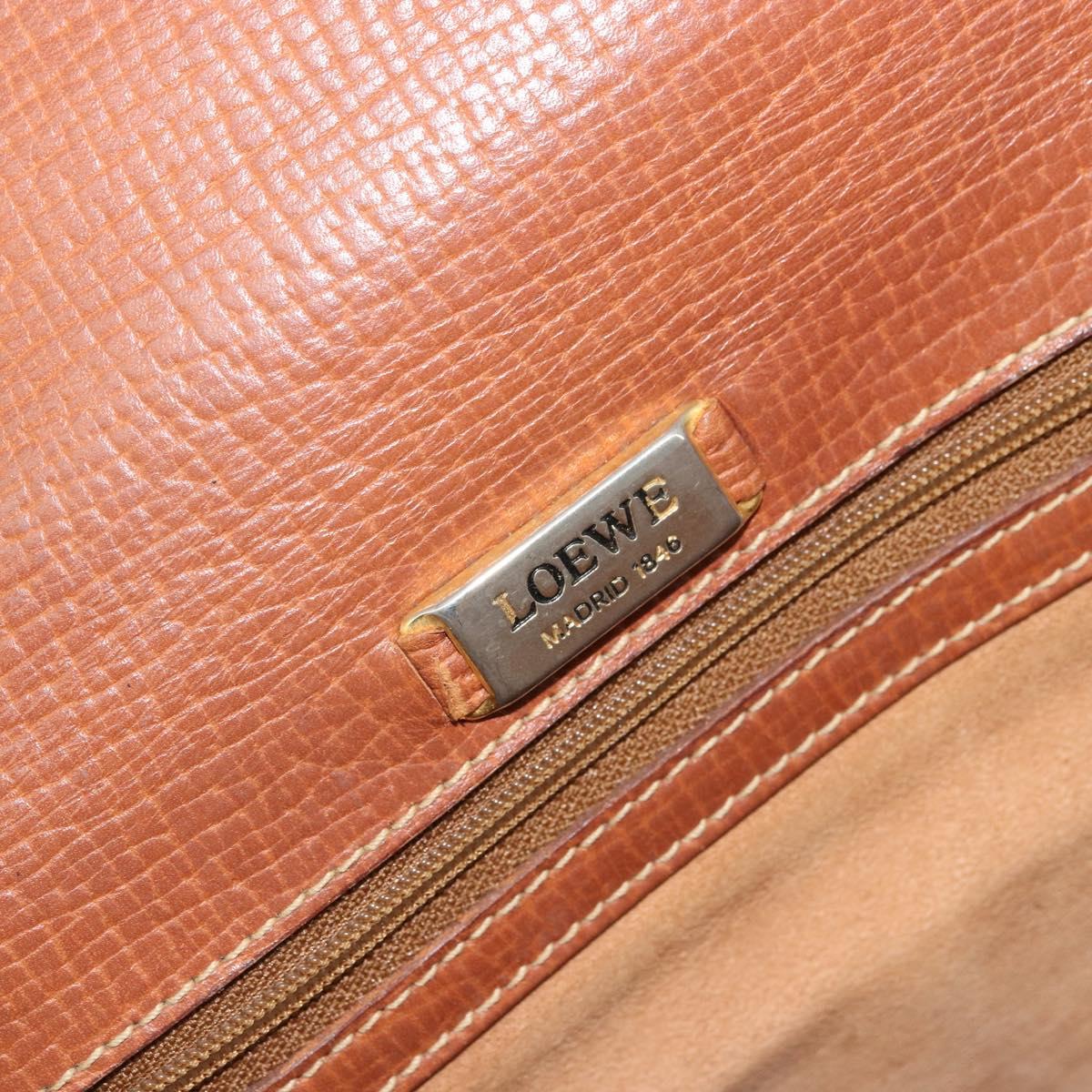 LOEWE Hand Bag Leather Brown Gold Auth bs35163