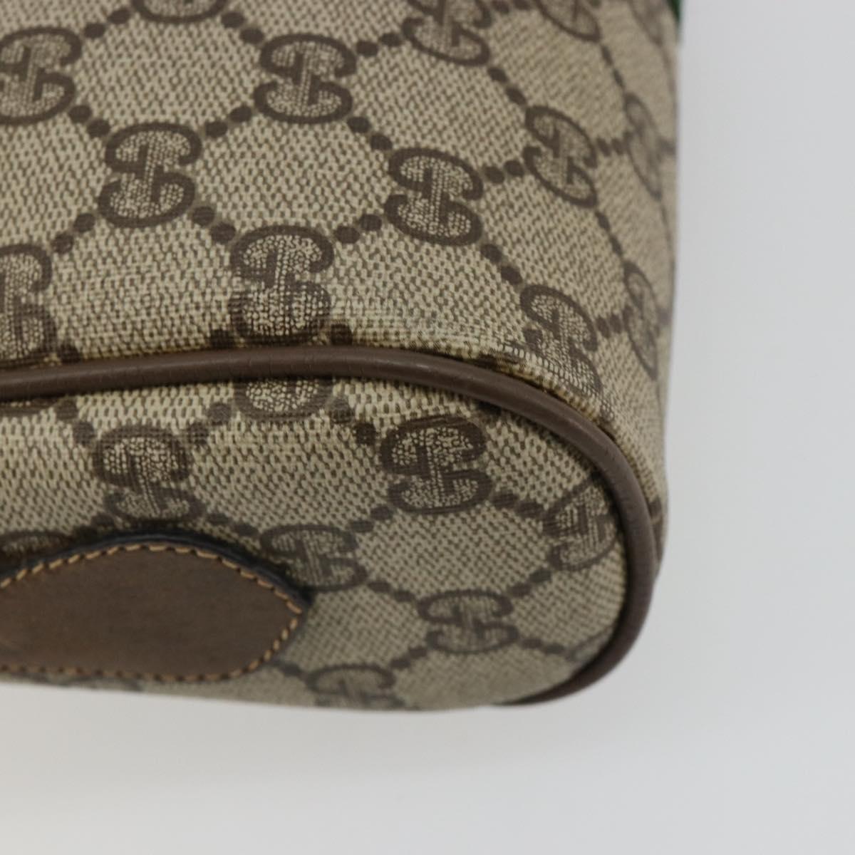 GUCCI GG Supreme Web Sherry Line Bag PVC Beige Gold 98 02 004 Auth bs35165
