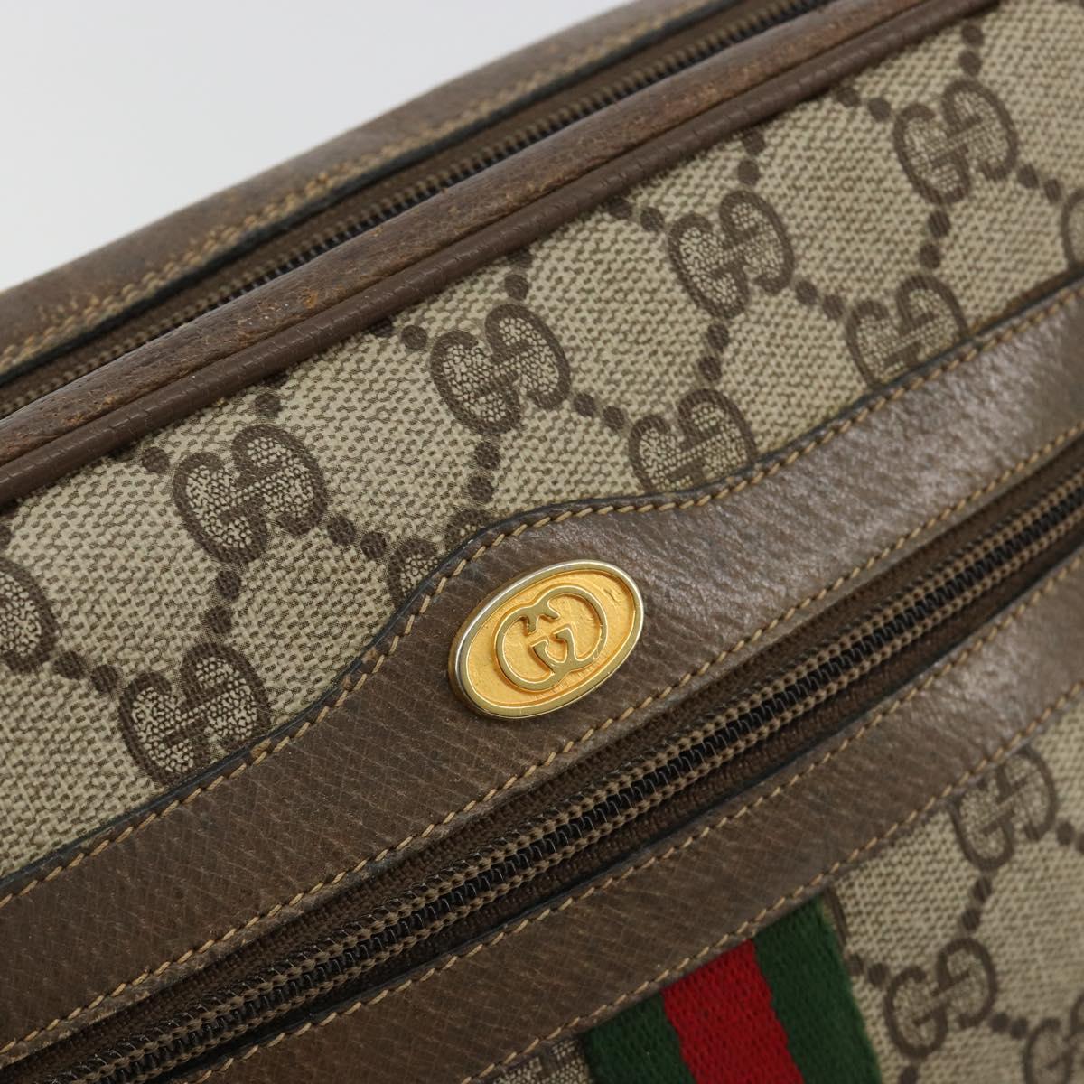 GUCCI GG Supreme Web Sherry Line Bag PVC Beige Gold 98 02 004 Auth bs35165