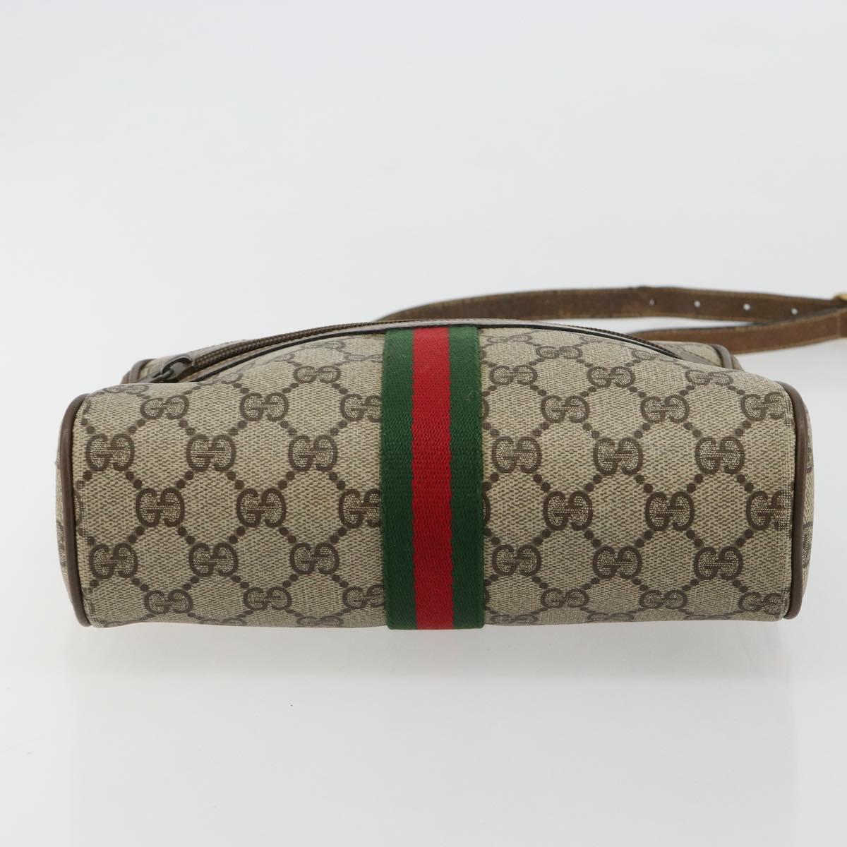 GUCCI GG Supreme Web Sherry Line Bag PVC Beige Gold 98 02 004 Auth bs35165