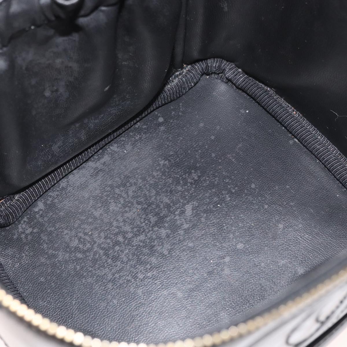 CHANEL Vanity Hand Bag Patent leather Black Gold CC Auth bs35169