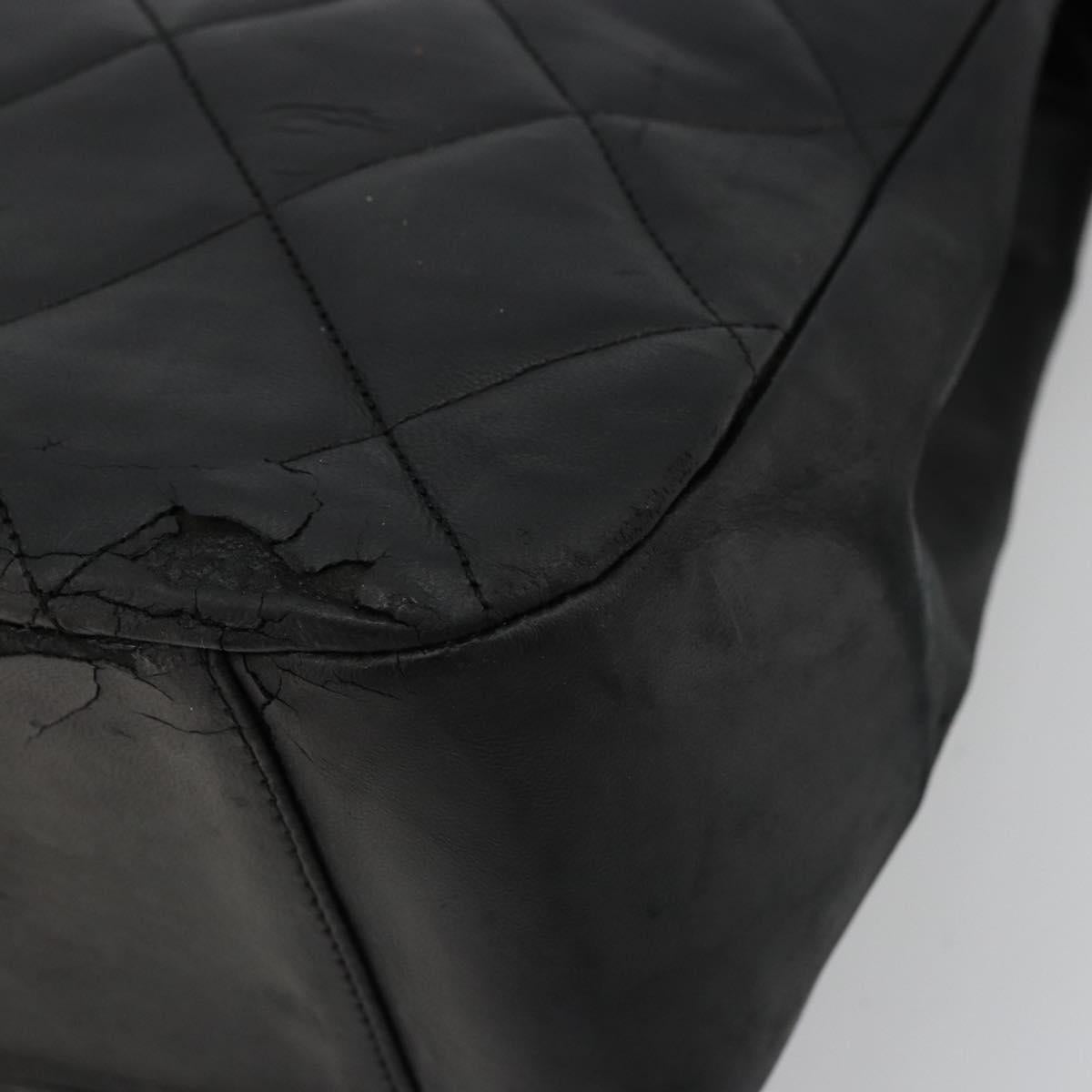 CHANEL Matelasse Chain Shoulder Bag Lamb Skin Black Gold CC Auth bs35173