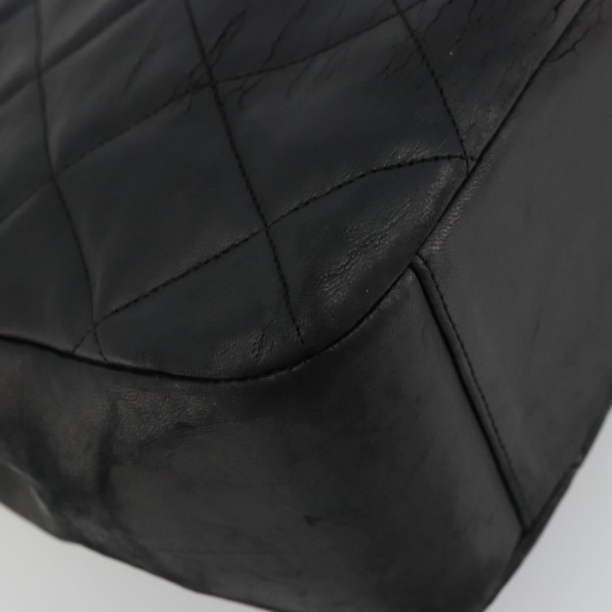 CHANEL Matelasse Chain Shoulder Bag Lamb Skin Black Gold CC Auth bs35173