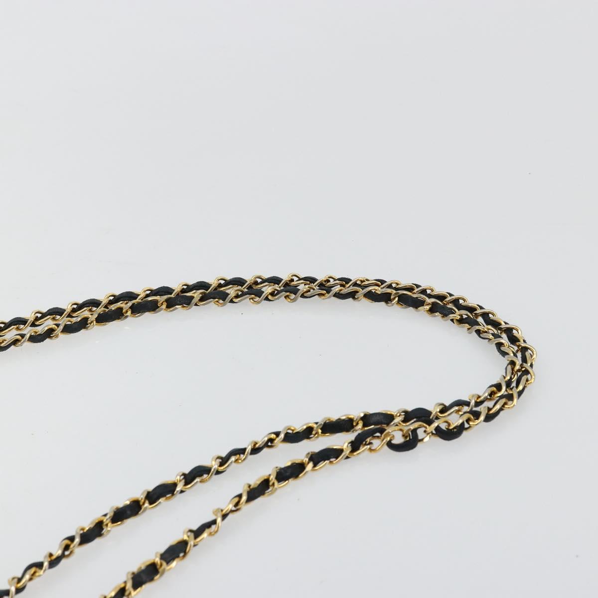 CHANEL Matelasse Chain Shoulder Bag Lamb Skin Black Gold CC Auth bs35173
