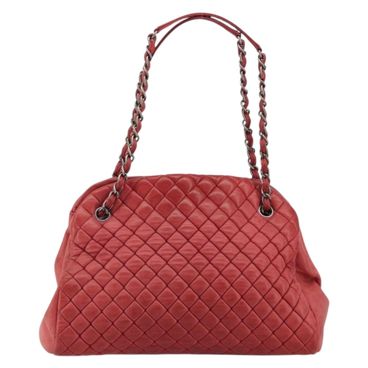 CHANEL Matelasse Chain Tote Bag Leather Pink Silver CC Auth bs35180