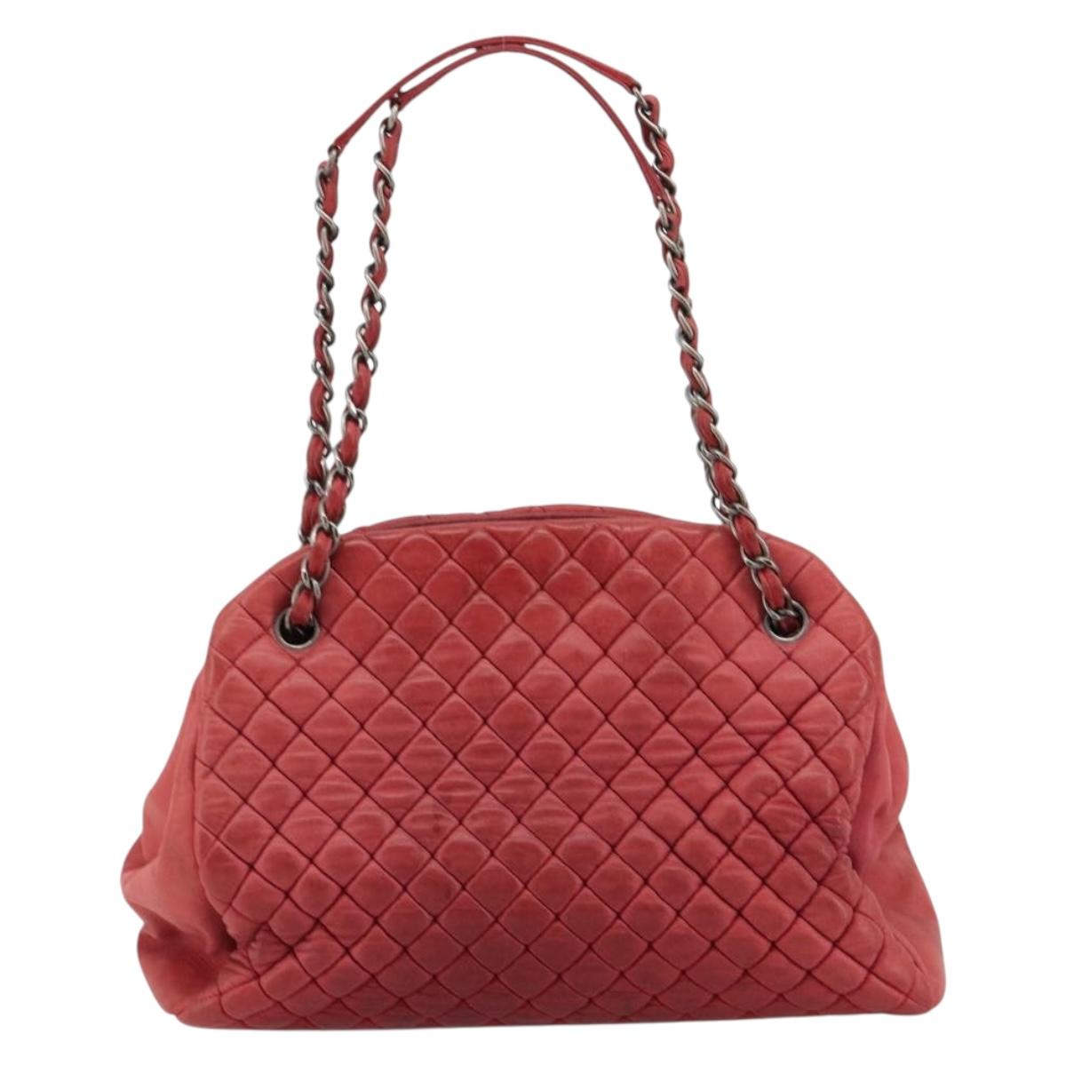 CHANEL Matelasse Chain Tote Bag Leather Pink Silver CC Auth bs35180