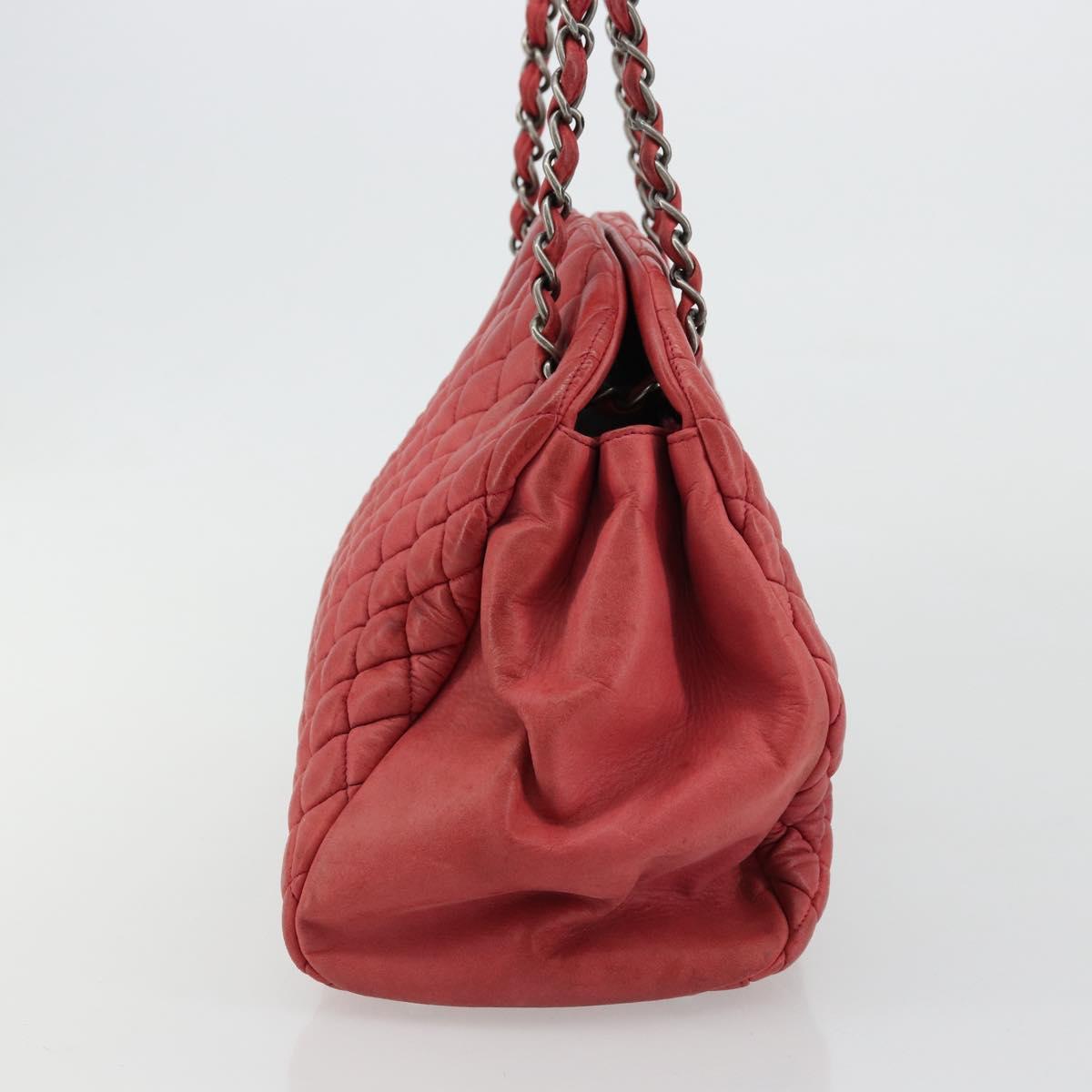 CHANEL Matelasse Chain Tote Bag Leather Pink Silver CC Auth bs35180