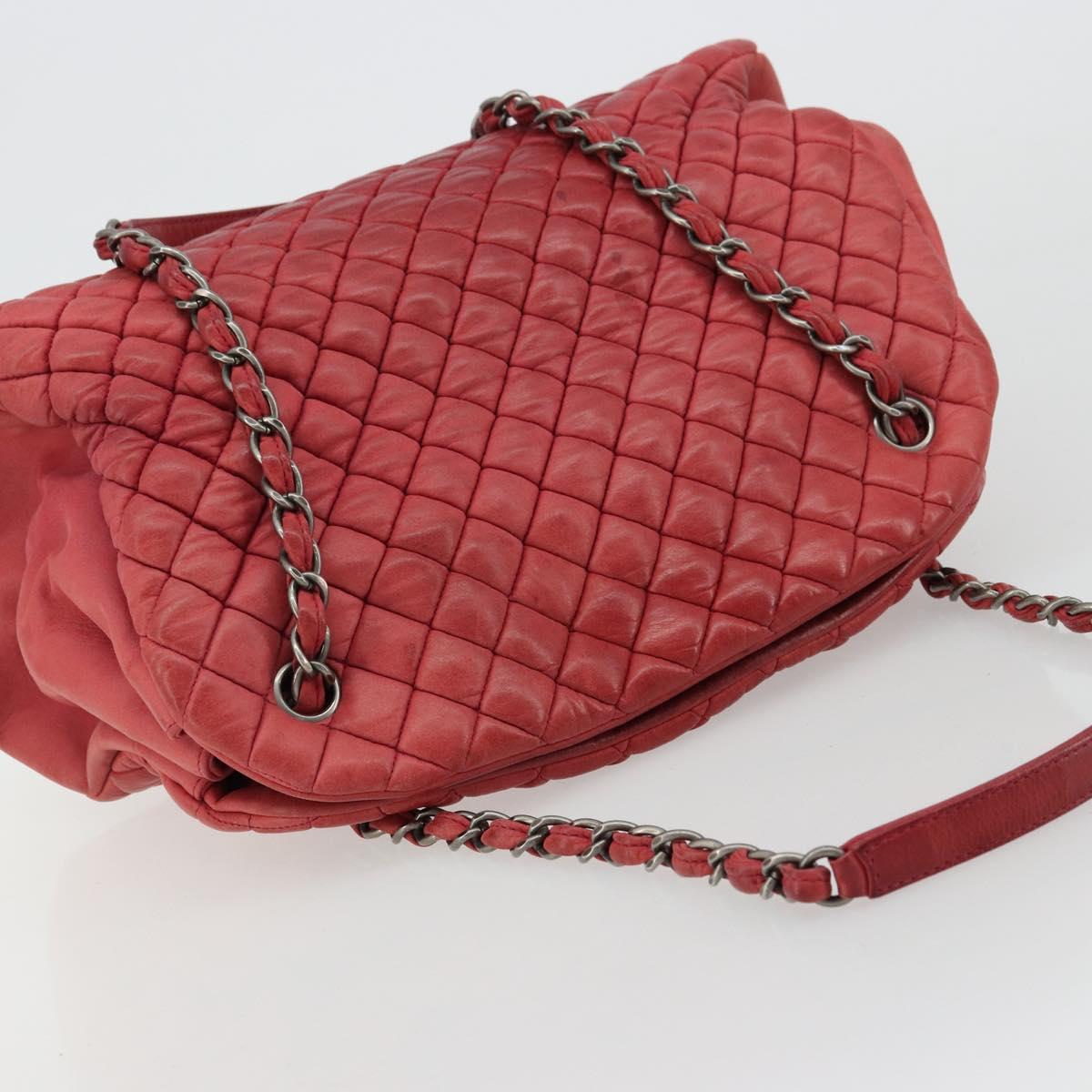 CHANEL Matelasse Chain Tote Bag Leather Pink Silver CC Auth bs35180
