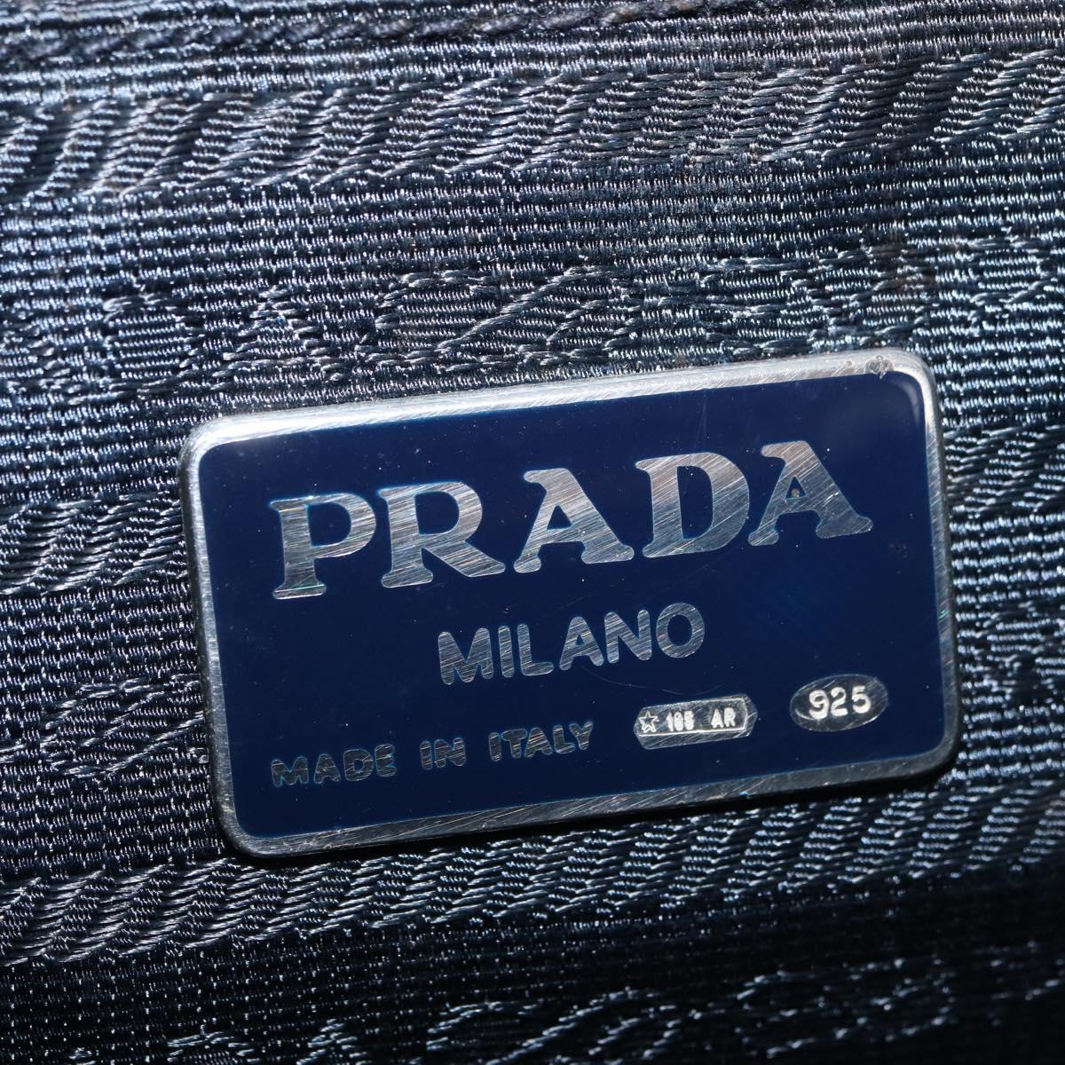 PRADA Shoulder Bag Suede Blue Gold Auth bs35183