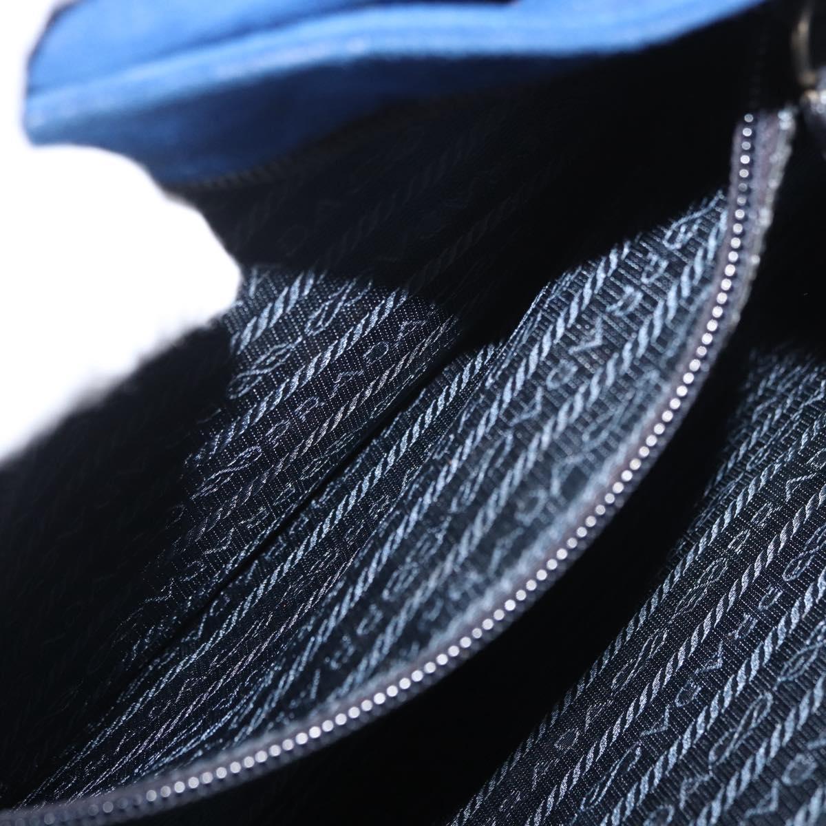 PRADA Shoulder Bag Suede Blue Gold Auth bs35183