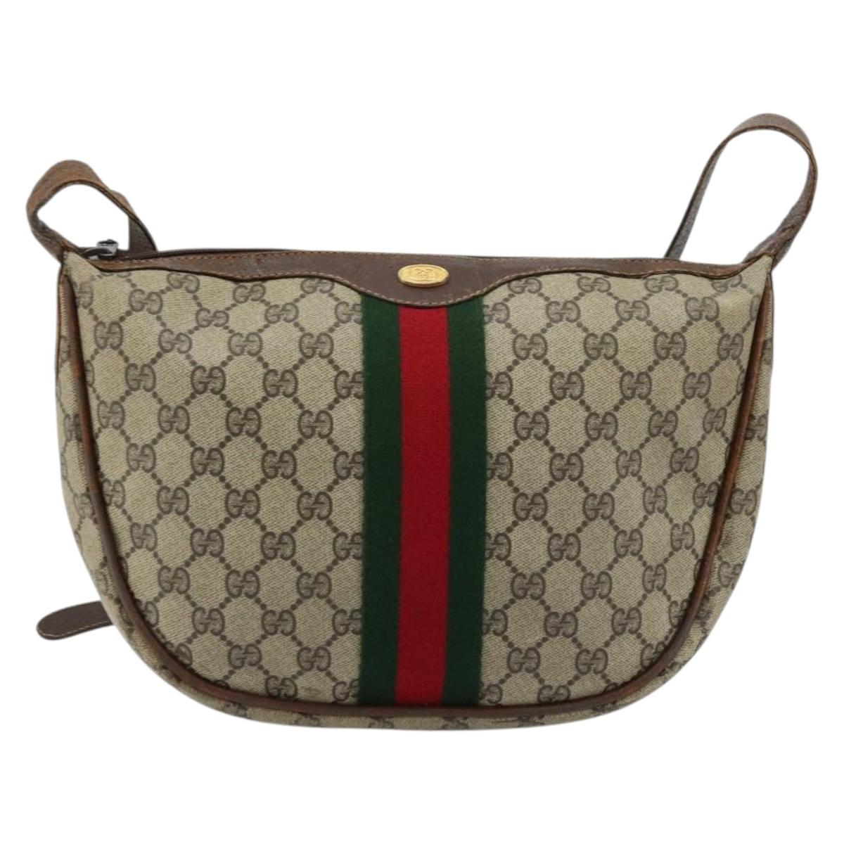 GUCCI GG Supreme Web Sherry Line Shoulder Bag Beige 10 02 008 Auth bs35187