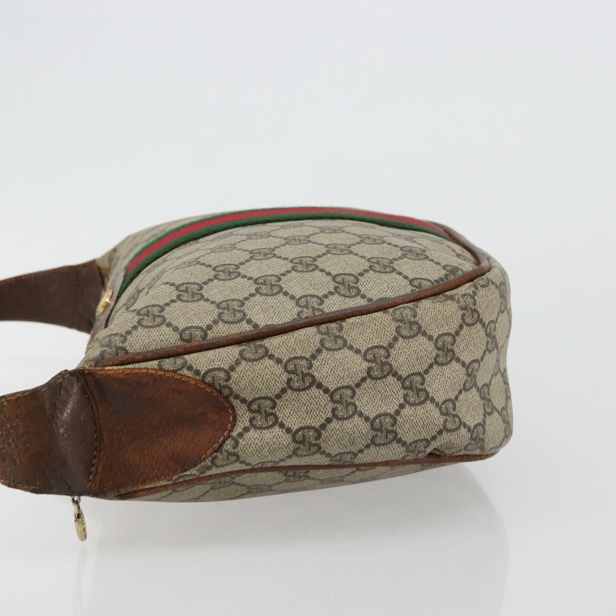 GUCCI GG Supreme Web Sherry Line Shoulder Bag Beige 10 02 008 Auth bs35187