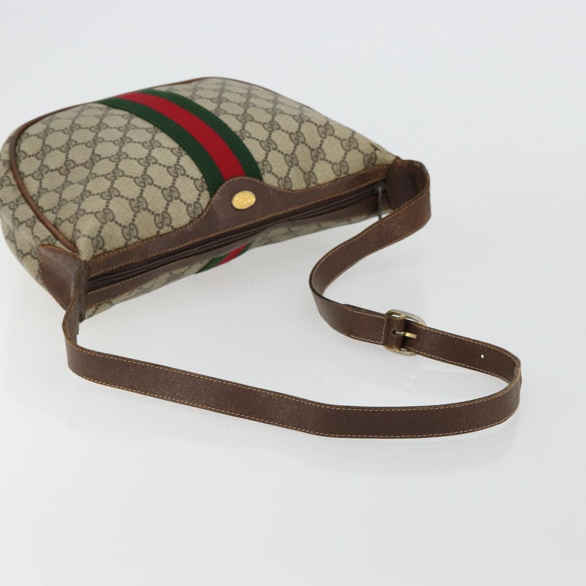 GUCCI GG Supreme Web Sherry Line Shoulder Bag Beige 10 02 008 Auth bs35187