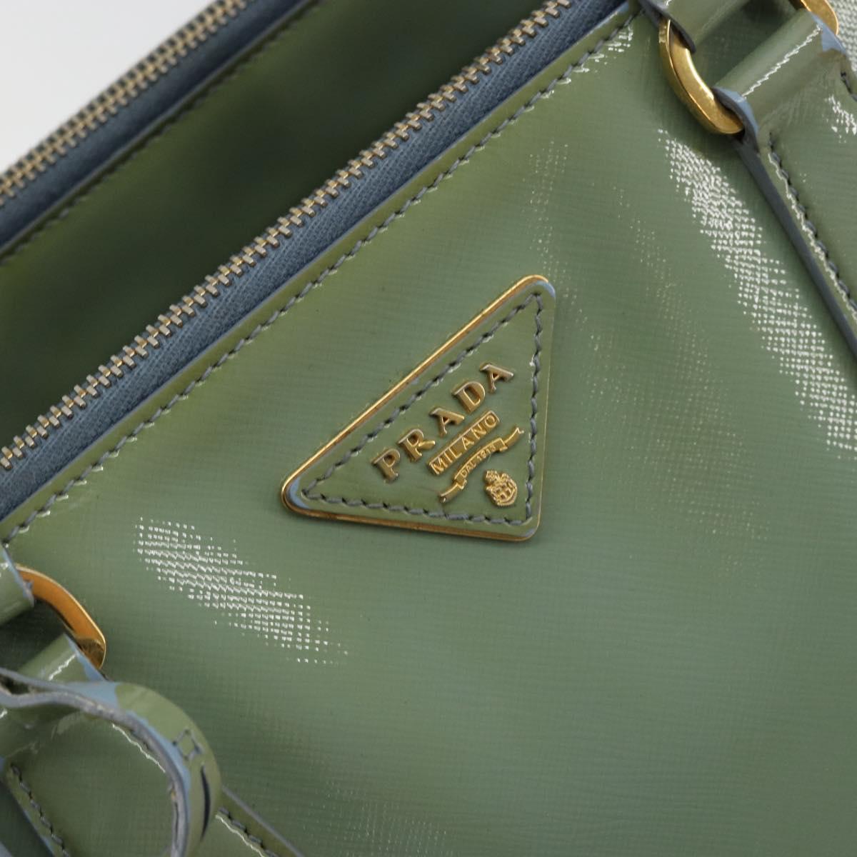 PRADA Galleria Hand Bag Safiano leather 2way Green Gold Auth bs35189