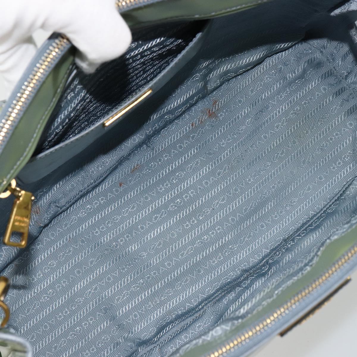 PRADA Galleria Hand Bag Safiano leather 2way Green Gold Auth bs35189