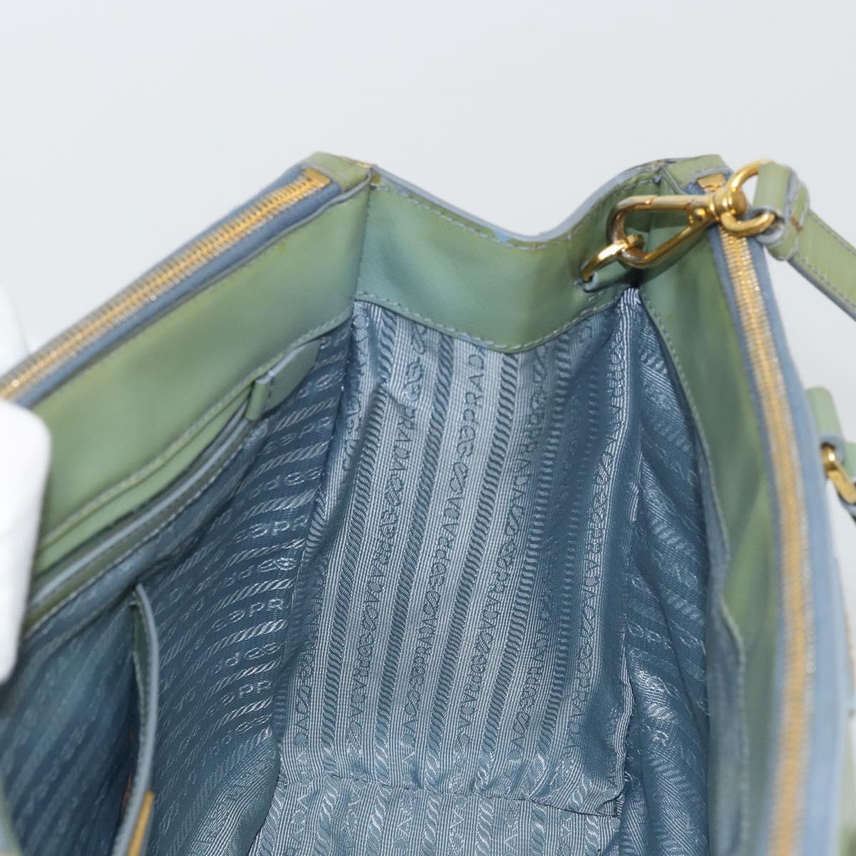 PRADA Galleria Hand Bag Safiano leather 2way Green Gold Auth bs35189