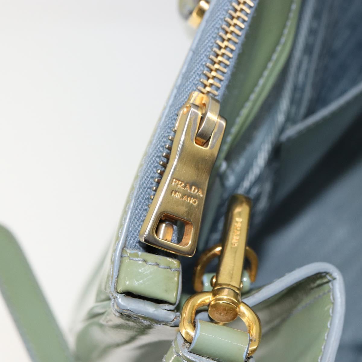 PRADA Galleria Hand Bag Safiano leather 2way Green Gold Auth bs35189