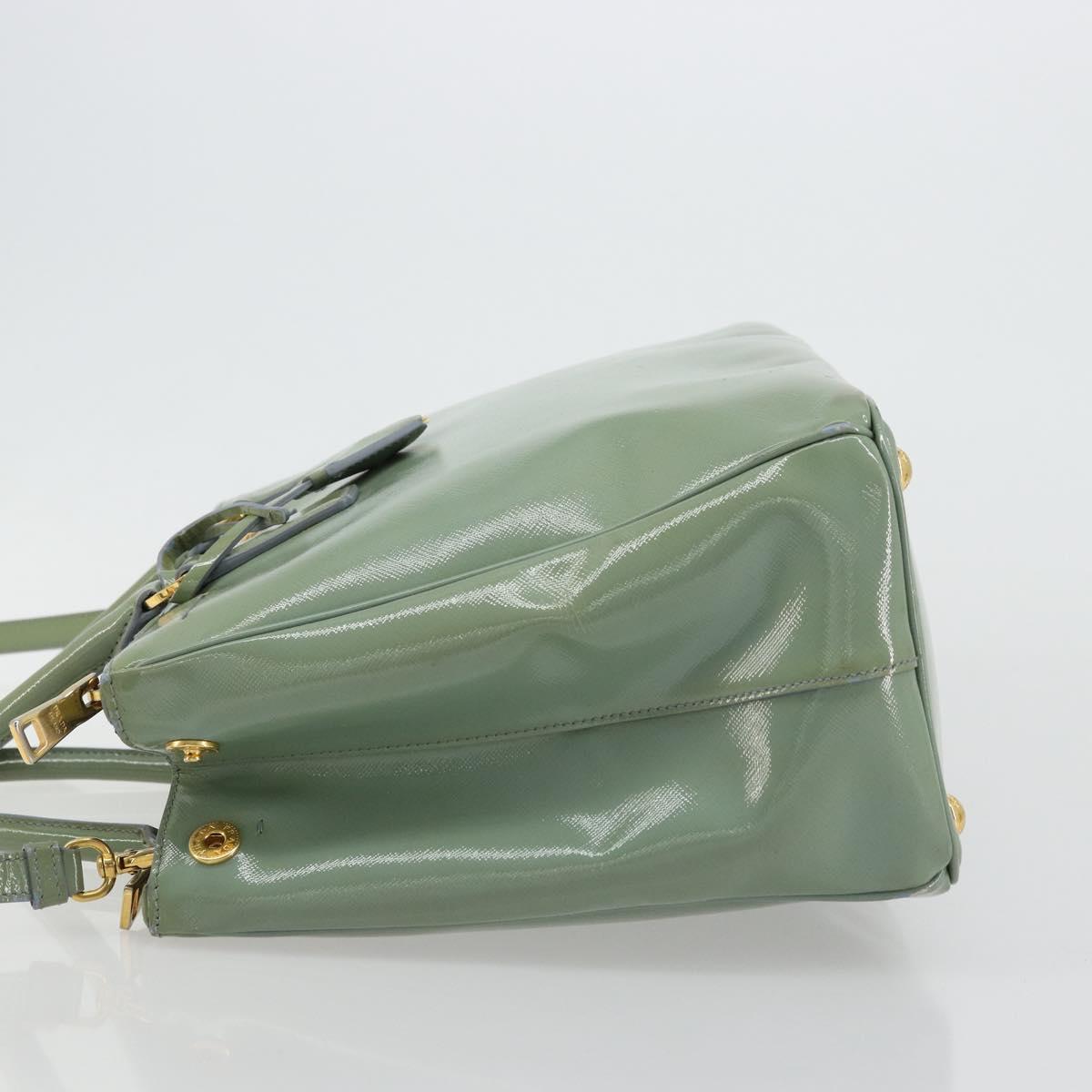 PRADA Galleria Hand Bag Safiano leather 2way Green Gold Auth bs35189