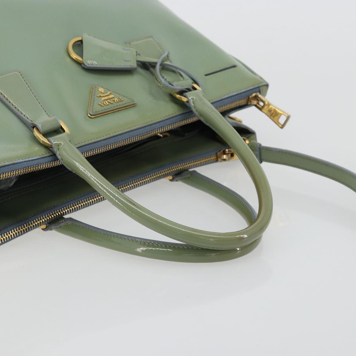 PRADA Galleria Hand Bag Safiano leather 2way Green Gold Auth bs35189