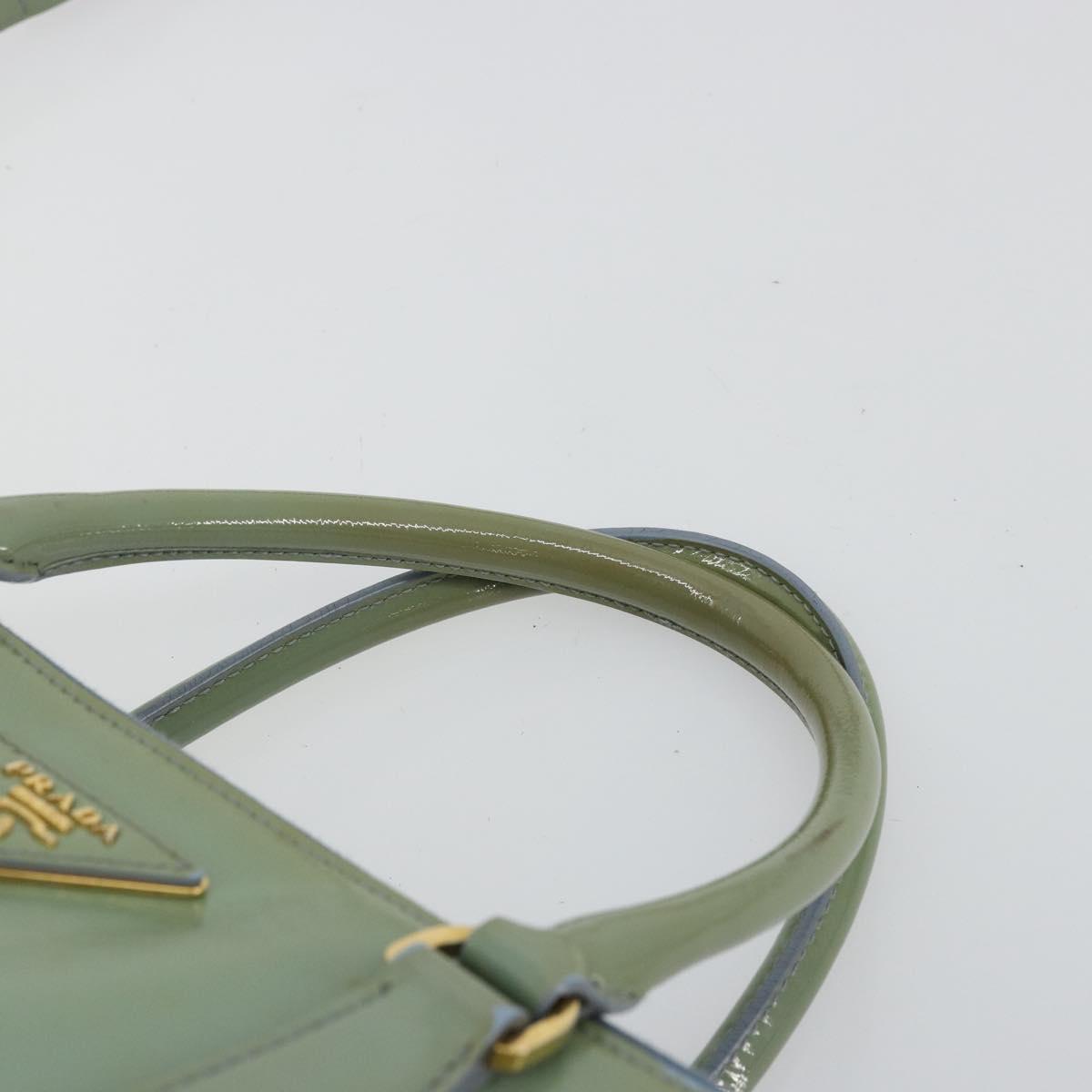 PRADA Galleria Hand Bag Safiano leather 2way Green Gold Auth bs35189