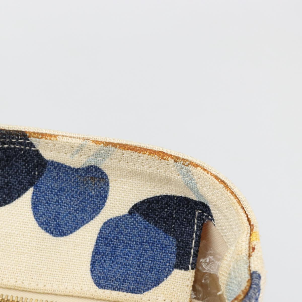Miu Miu Hand Bag Canvas White Gold Auth bs35192