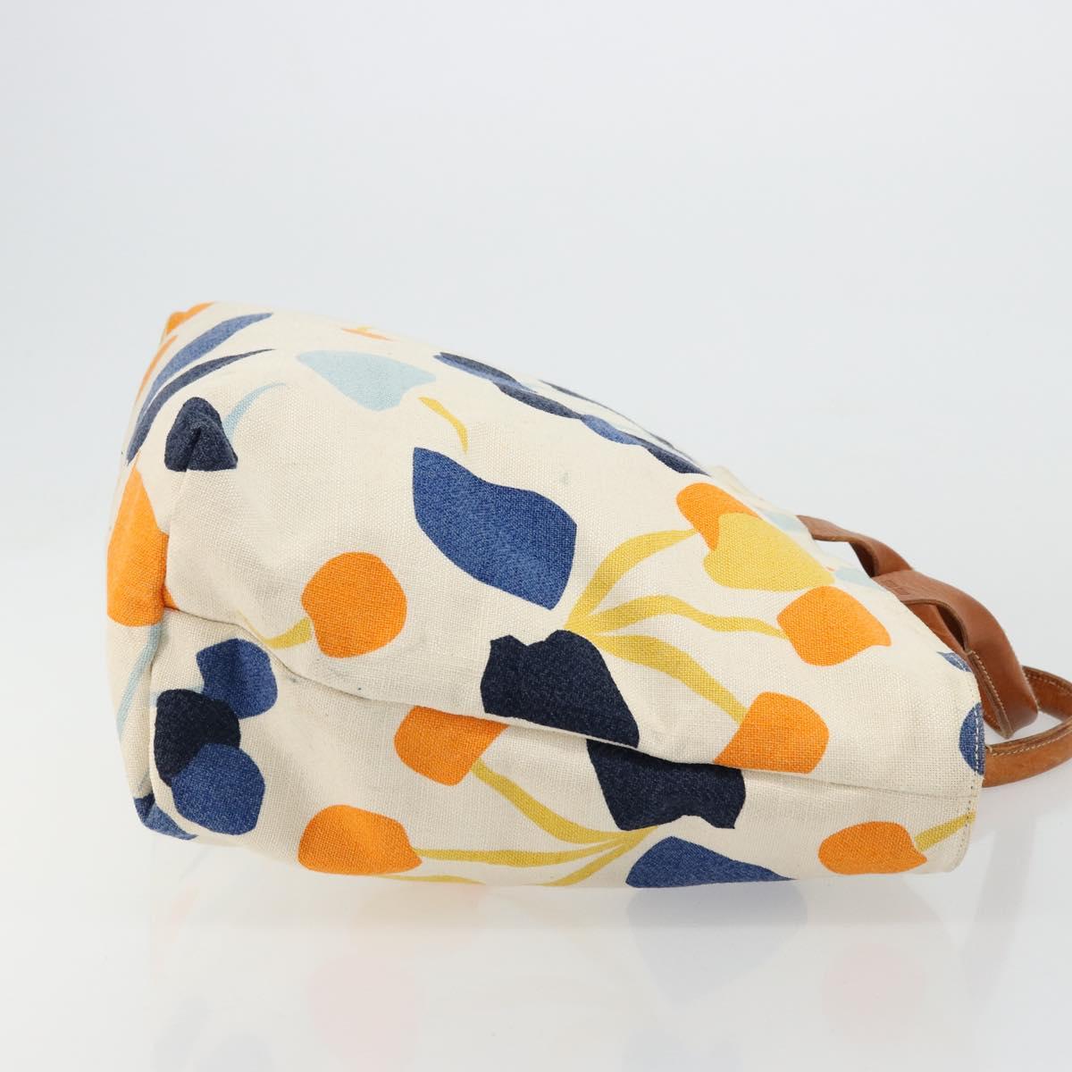 Miu Miu Hand Bag Canvas White Gold Auth bs35192