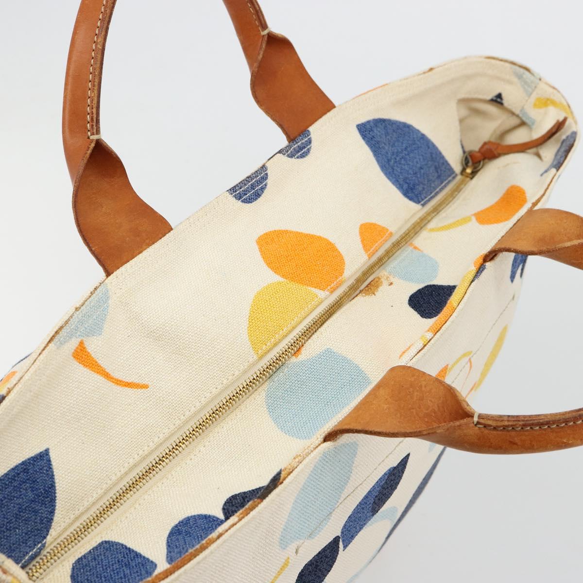 Miu Miu Hand Bag Canvas White Gold Auth bs35192