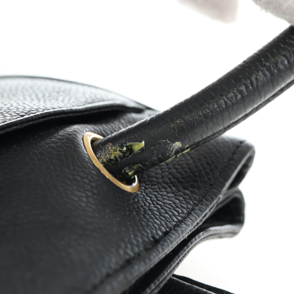 CHANEL Tote Bag Caviar Skin Black Gold CC Auth bs35194