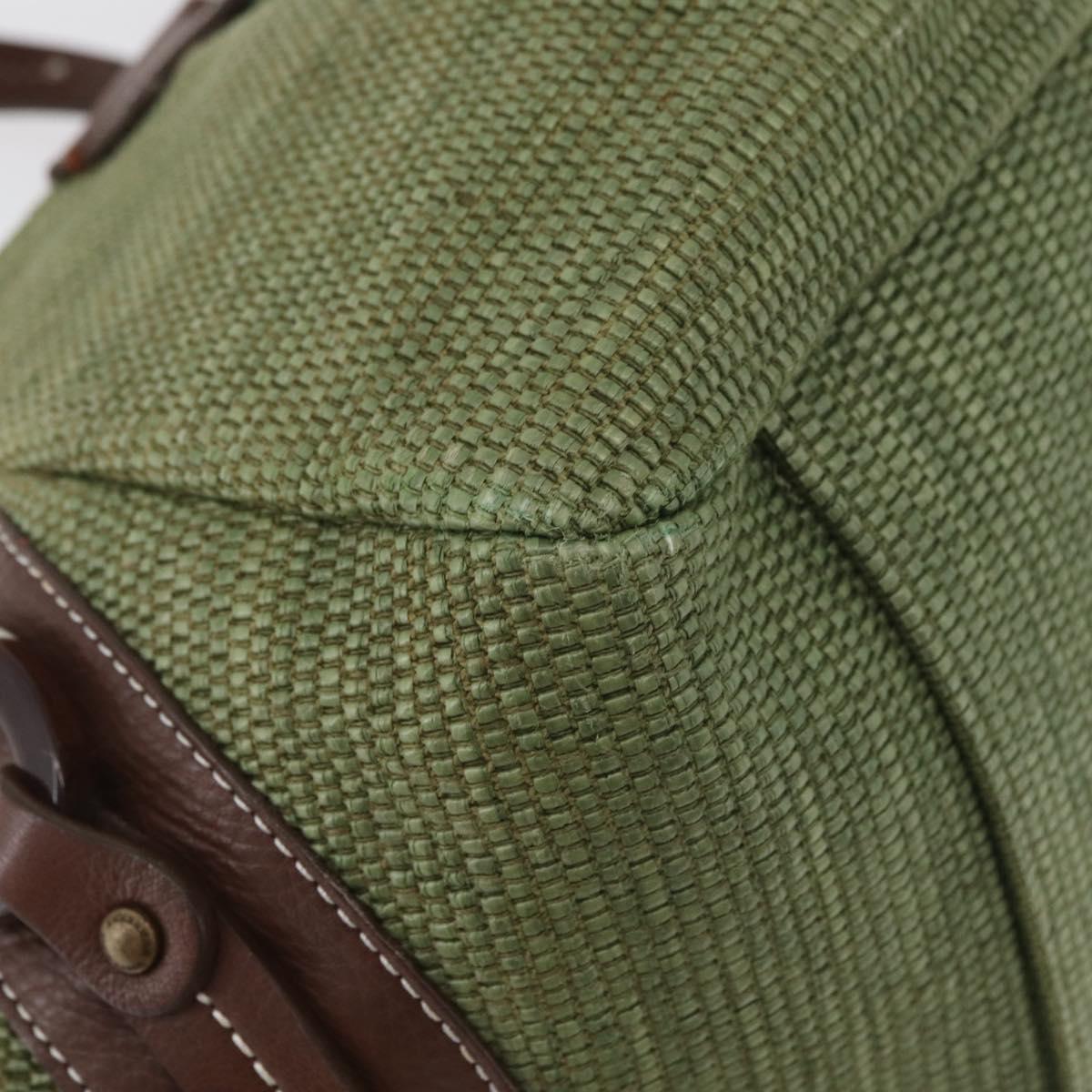 BURBERRY Blue Label Hand Bag straw Green Auth bs35195