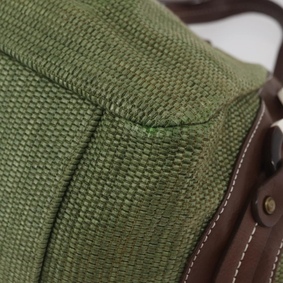 BURBERRY Blue Label Hand Bag straw Green Auth bs35195