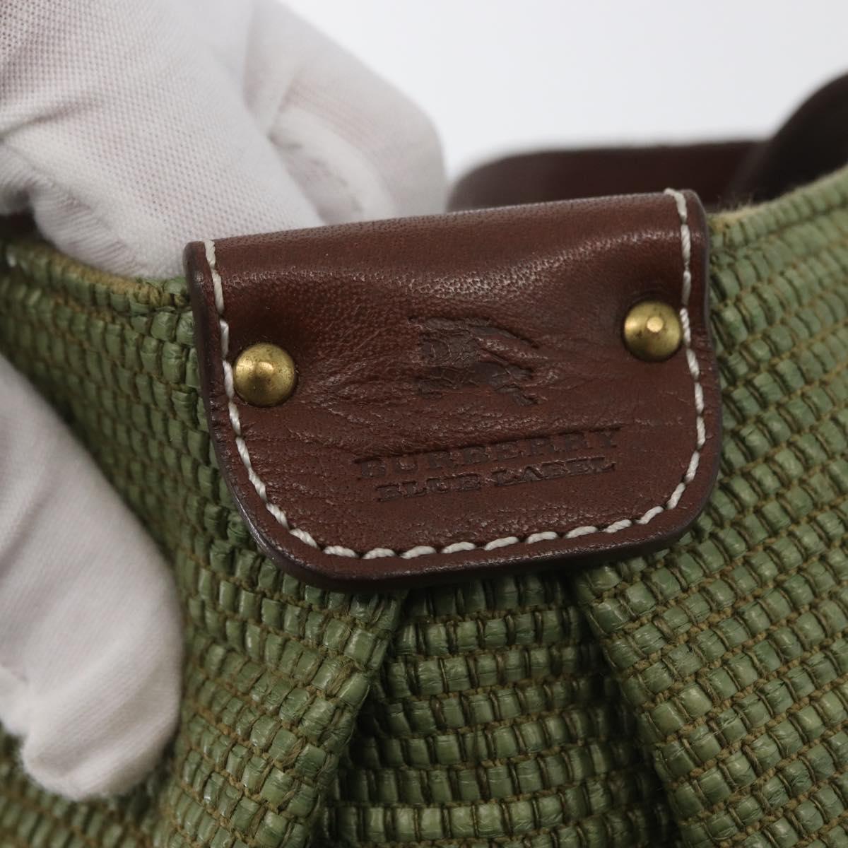 BURBERRY Blue Label Hand Bag straw Green Auth bs35195